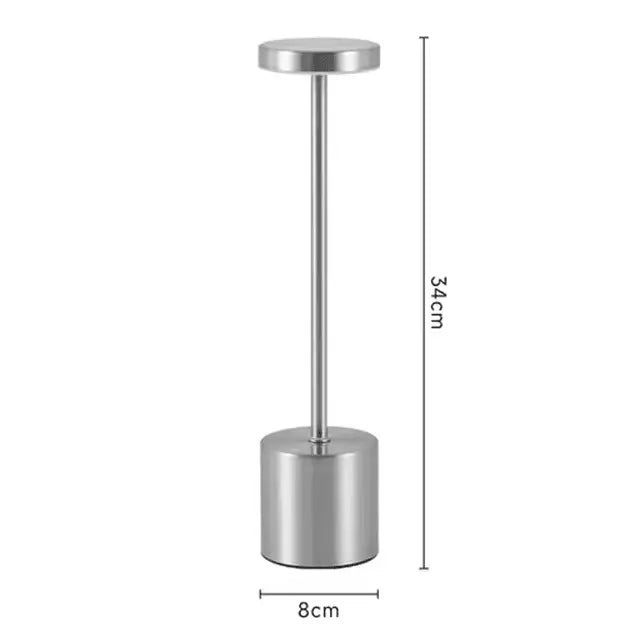 Luminária de Mesa de Metal Clássica com luzes LED e sensor de toque recarregável