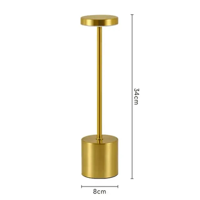 Luminária de Mesa de Metal Clássica com luzes LED e sensor de toque recarregável