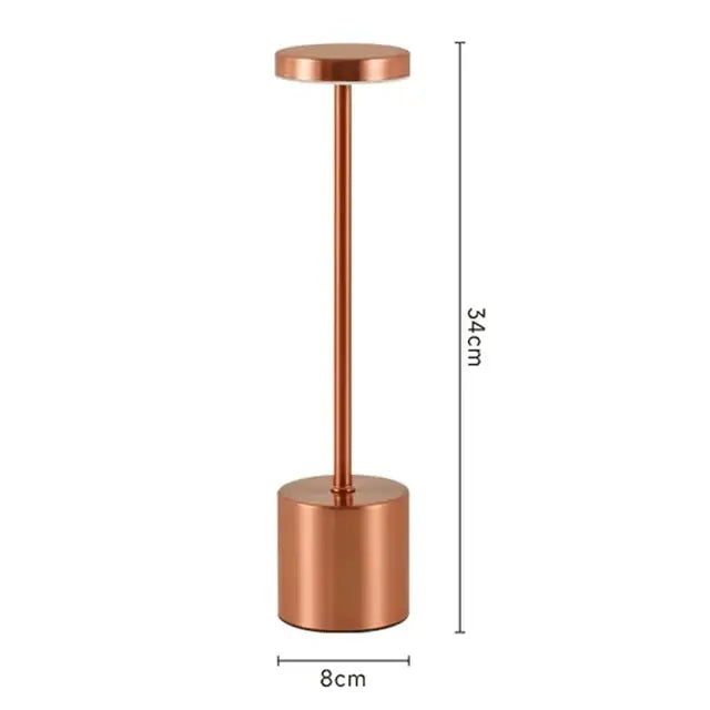 Luminária de Mesa de Metal Clássica com luzes LED e sensor de toque recarregável