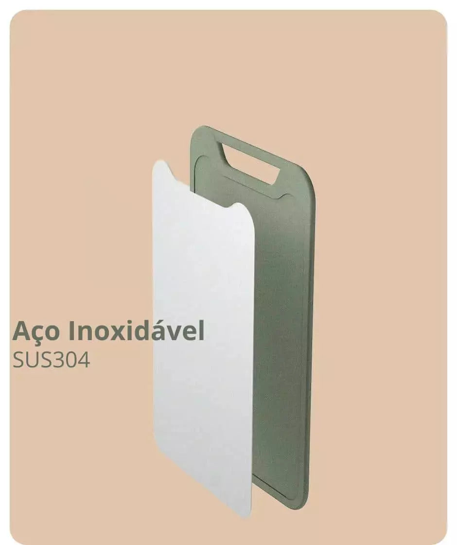 Tábua de Corte Multifuncional de Aço inoxidável com borrachas anti-derrapante
