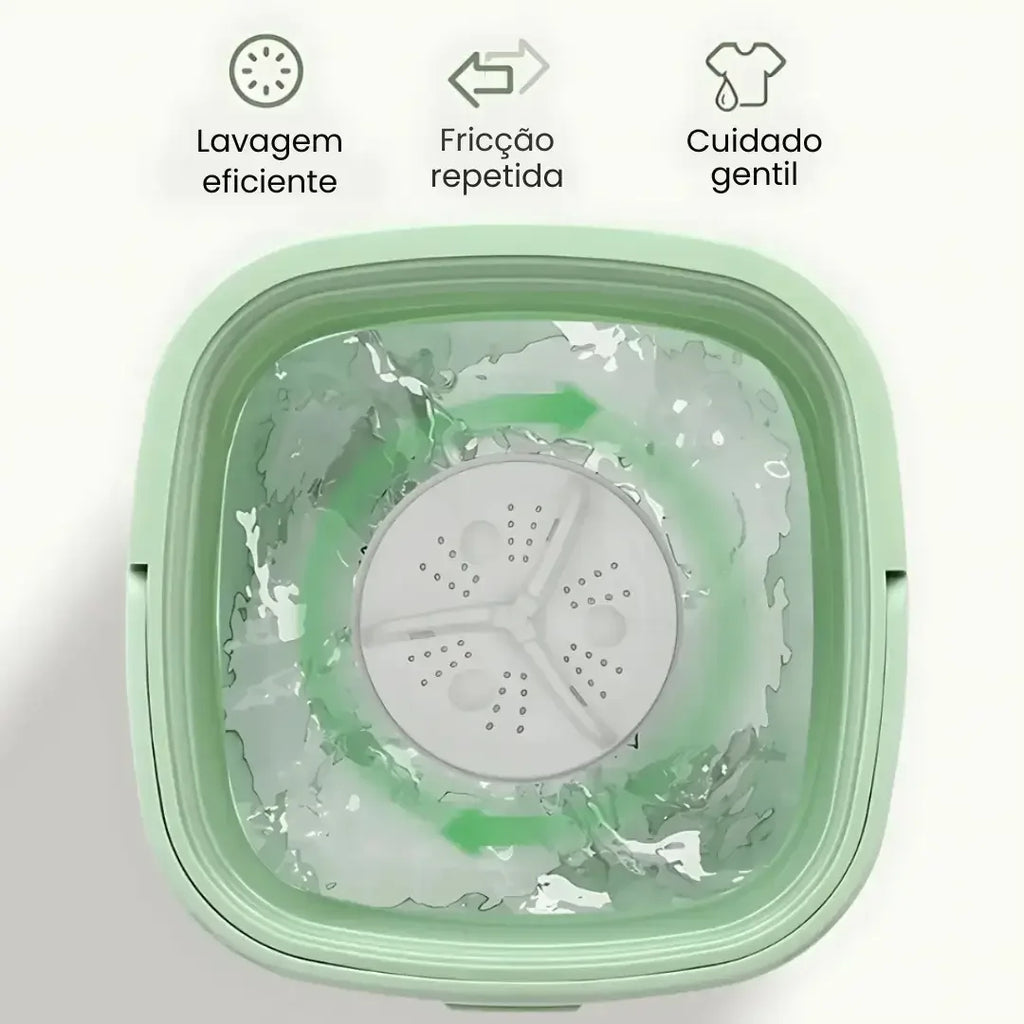 Mini Máquina de Lavar Roupa Dobrável TurboClean 9 Litros