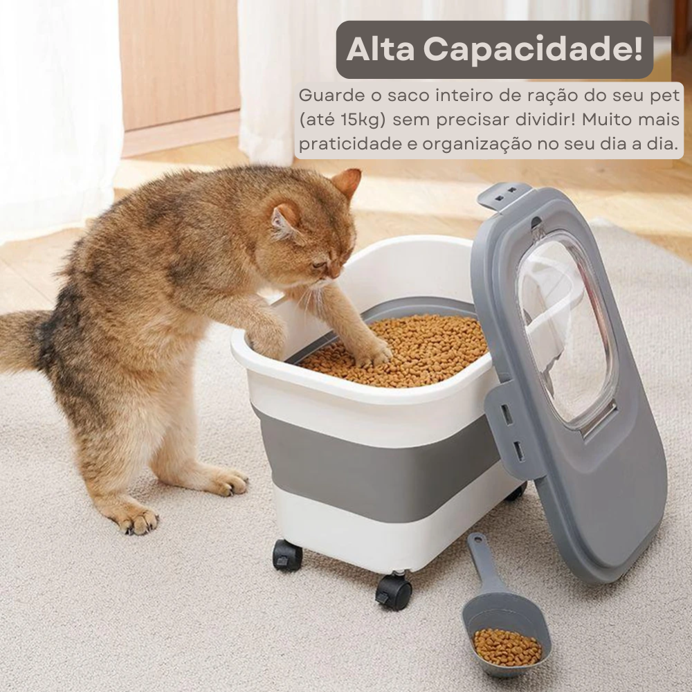 Armazenador Dobrável de Ração 15kg com Copo Medidor