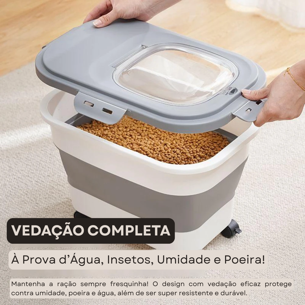 Armazenador Dobrável de Ração 15kg com Copo Medidor
