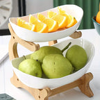 Fruteira de suporte de Madeira com Três Camadas