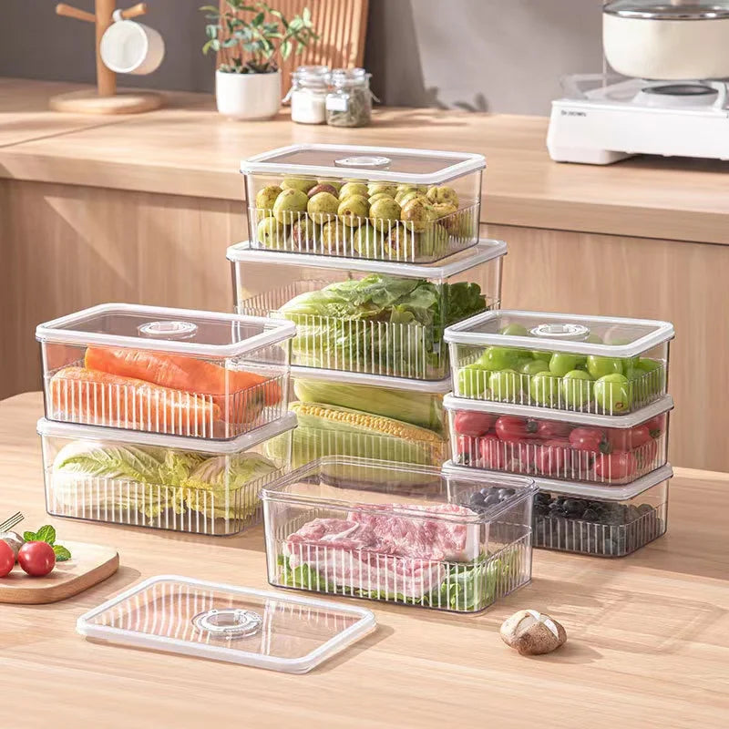 Organizador de Geladeira com Cesto e Controle de Ventilação