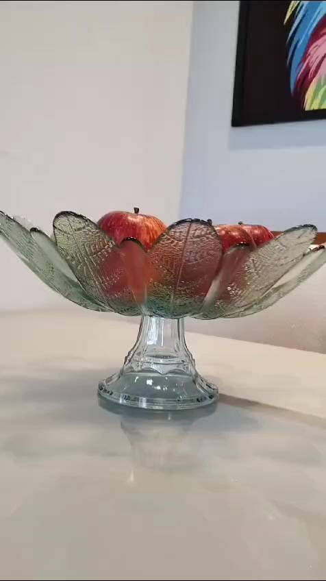 Fruteira de Vidro com Pé em Forma de Flor 40cm