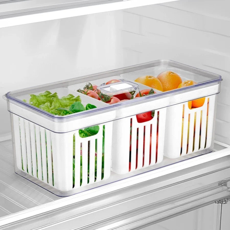 Organizador de Geladeira com Cesto e Controle de Ventilação