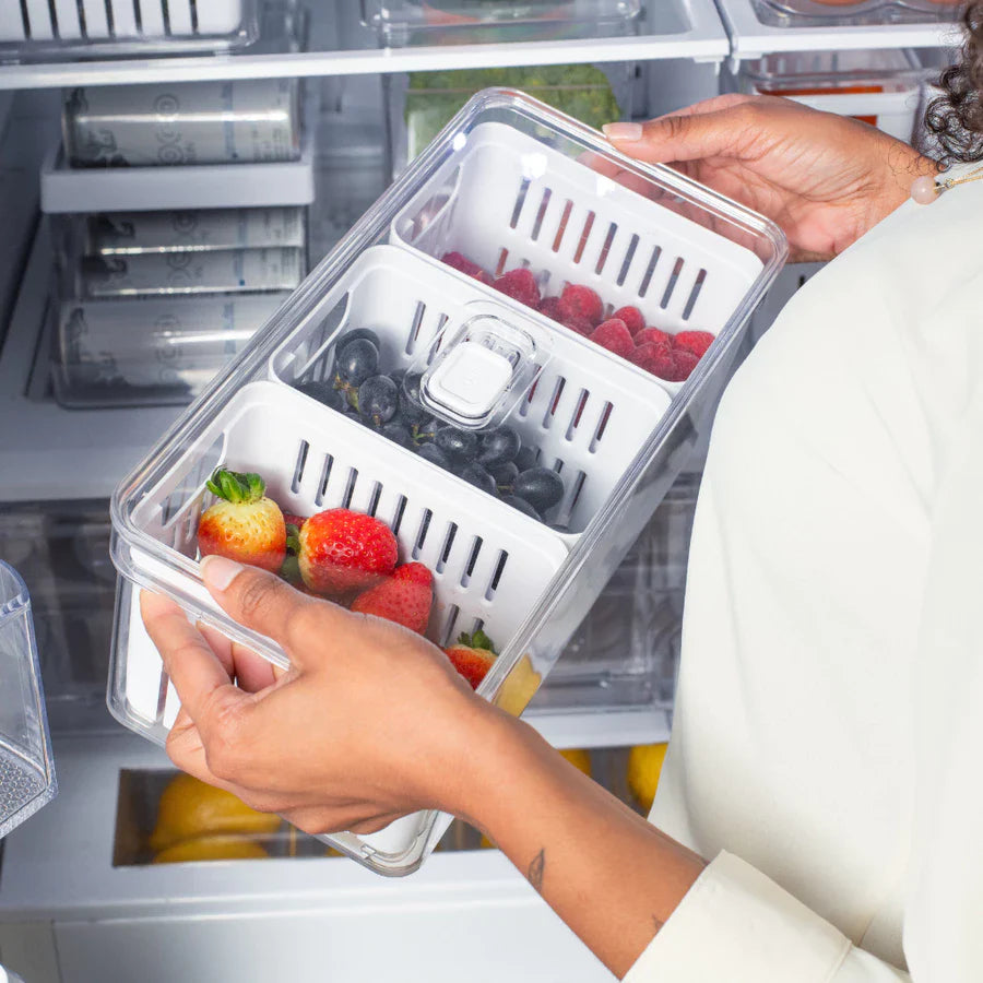 Organizador de Geladeira com Cesto e Controle de Ventilação