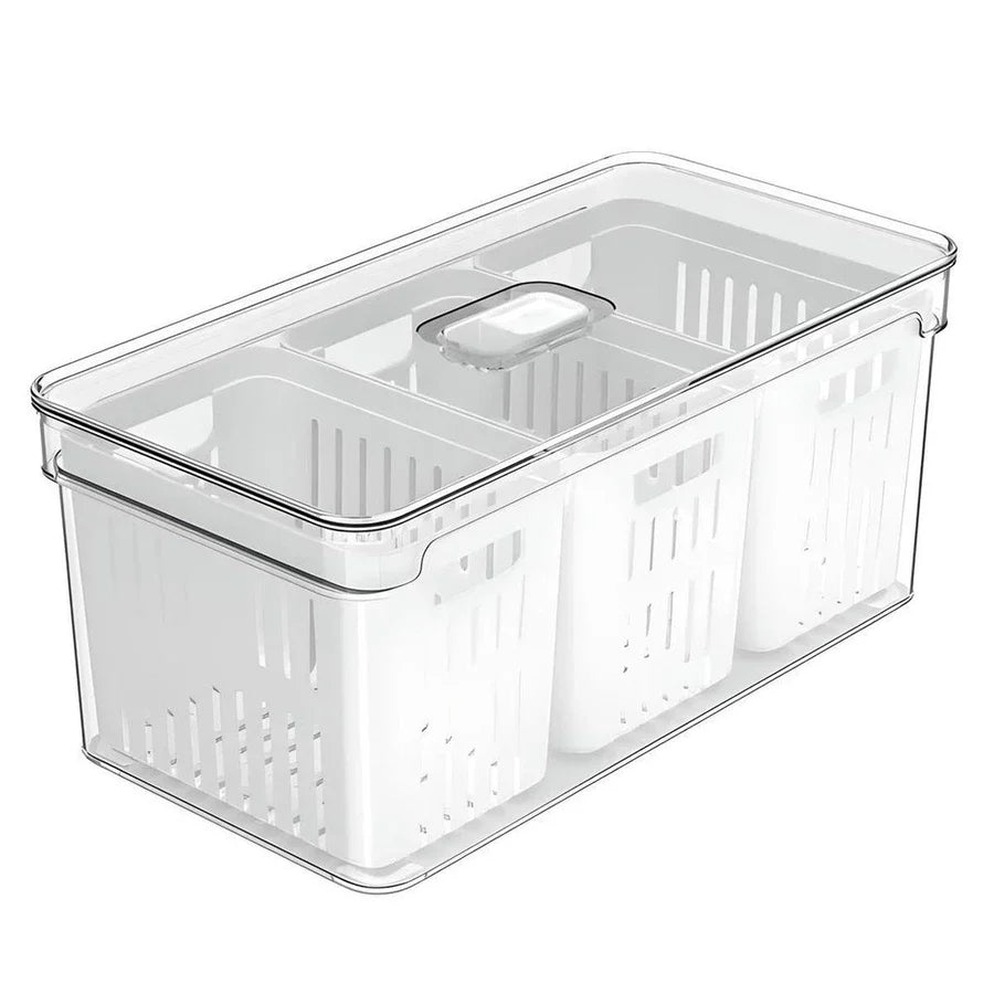 Organizador de Geladeira com Cesto e Controle de Ventilação