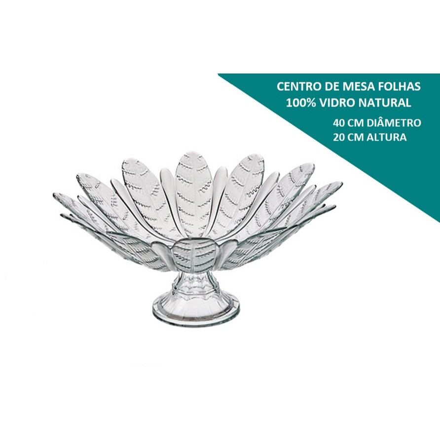 Fruteira de Vidro com Pé em Forma de Flor 40cm