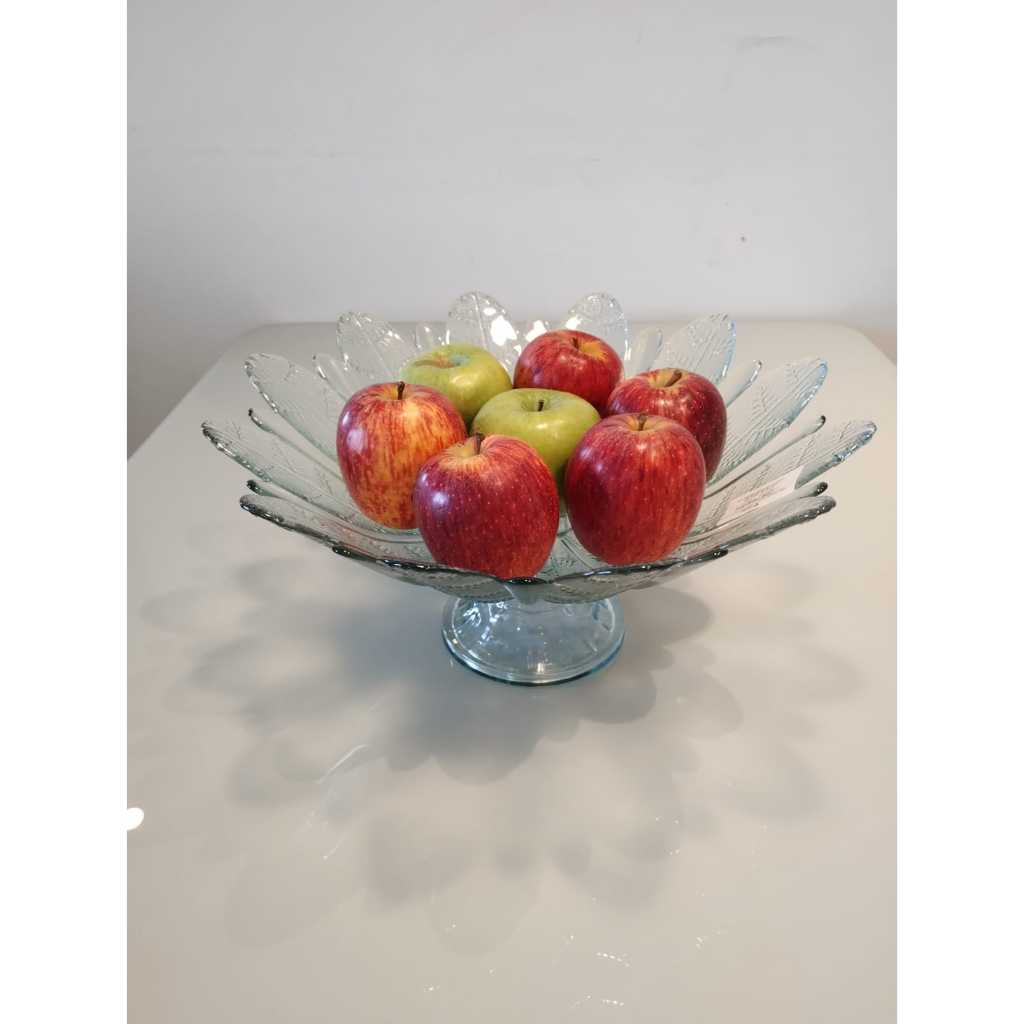 Fruteira de Vidro com Pé em Forma de Flor 40cm