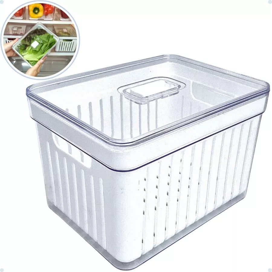 Organizador de Geladeira com Cesto e Controle de Ventilação