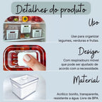 Organizador de Geladeira com Cesto e Controle de Ventilação