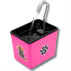 Bebedouro fonte Decoricasa AquaPet Pro rosa com torneira de água corrente e adesivos de gato e pata para pets