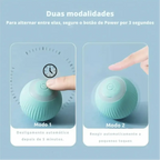 Bola elétrica Decoricasa para gatos com dois modos de operação, recarregável via USB e desligamento automático.