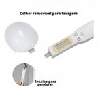 Colher medidora digital Decoricasa com balança, visor LCD e parte removível para limpeza fácil