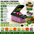 Cortador de legumes 16 em 1 Decoricasa com lâminas de aço inox, recipiente coletor e protetor de mãos para cortes.