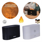 Difusor de Aromas com Chama LED Decoricasa nas cores preto e branco com efeito de névoa e luz que imita fogo