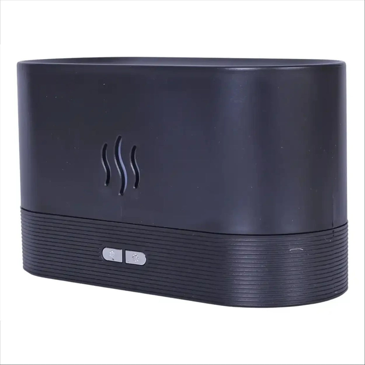 Difusor de aromas Decoricasa preto com efeito de chama LED e botões de controle na parte frontal