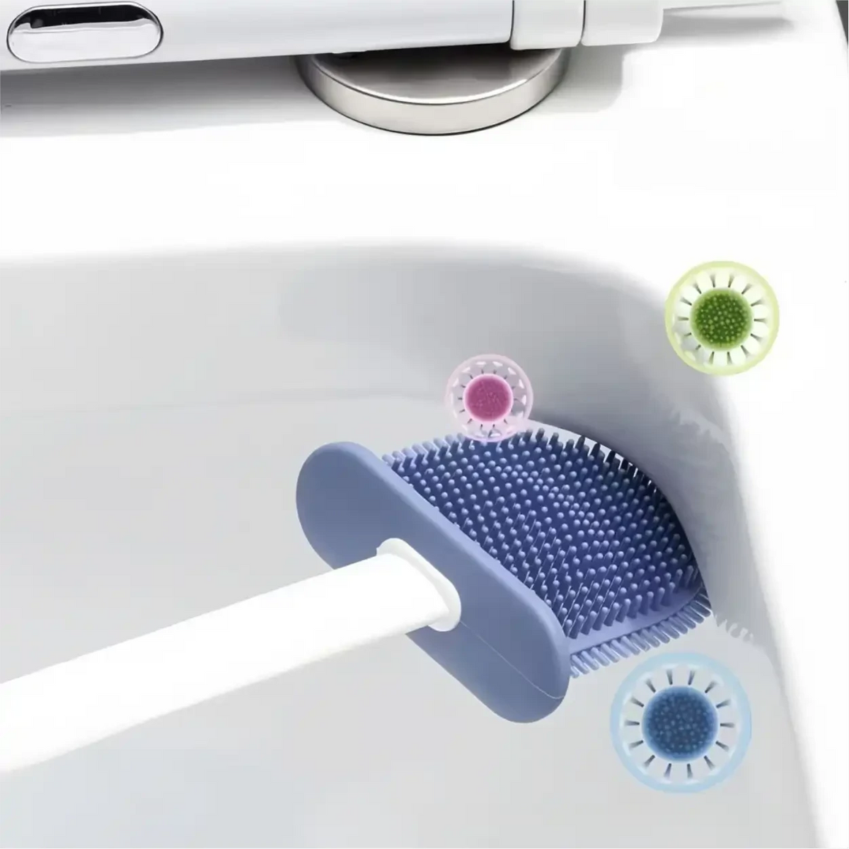 Escova sanitária de silicone VasoClean Decoricasa com cerdas flexíveis azul para limpeza profunda do vaso