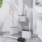 Conjunto de escovas sanitárias VasoClean Decoricasa de silicone com suporte de parede branco e design moderno