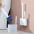 Escova sanitária de silicone azul e branca Decoricasa com suporte de parede e escova de detalhes