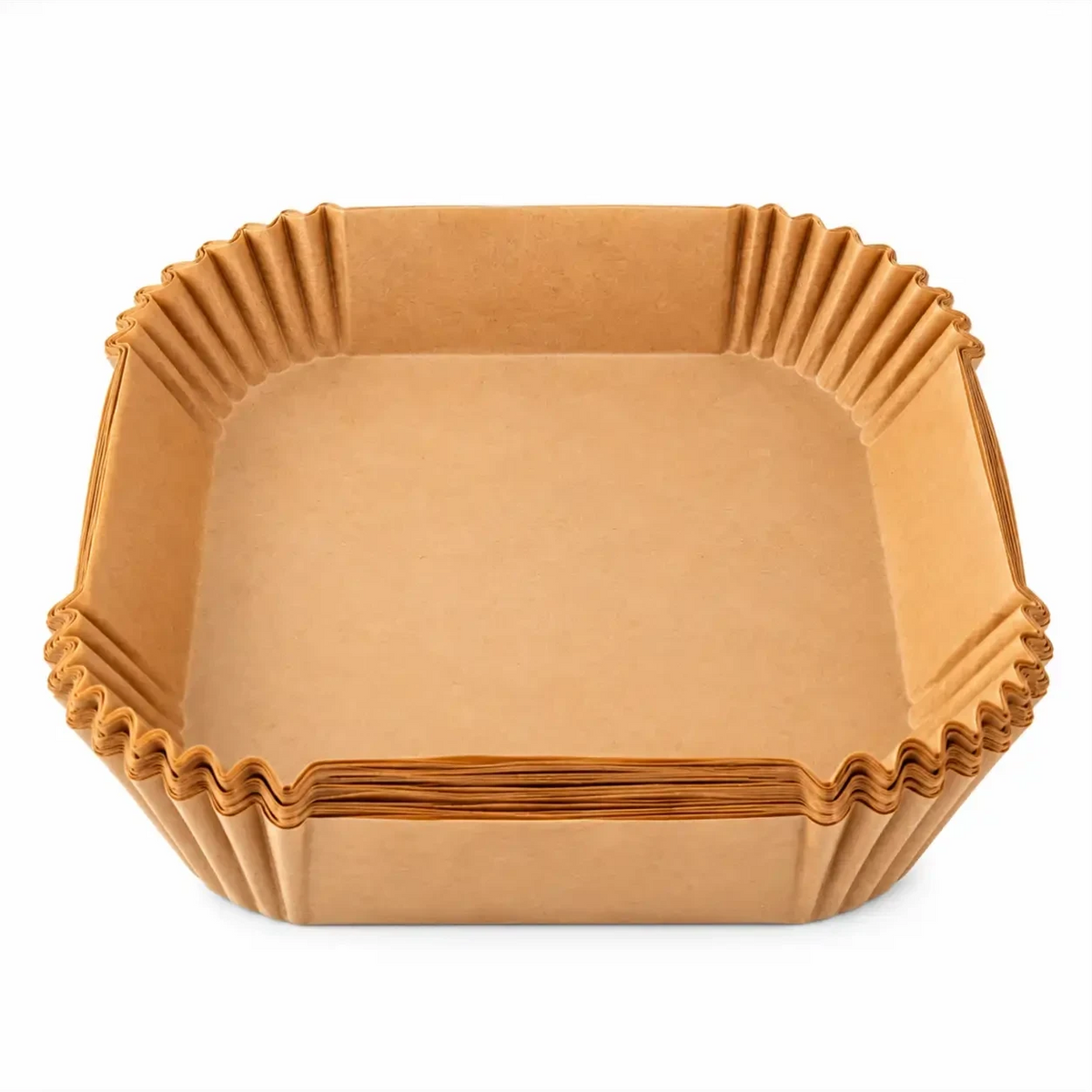 Forma de papel descartável quadrada Decoricasa para air fryer, resistente ao calor e antiaderente na cor marrom