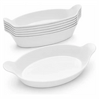 Kit com 10 petisqueiras brancas em formato de canoa Decoricasa, feitas de polipropileno atóxico e resistente.