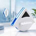 Limpador de vidro magnético dupla face Decoricasa branco e azul para janelas e box de banheiro