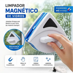 Limpador de vidro magnético Decoricasa branco e azul com corda de segurança limpando janela de ambos os lados