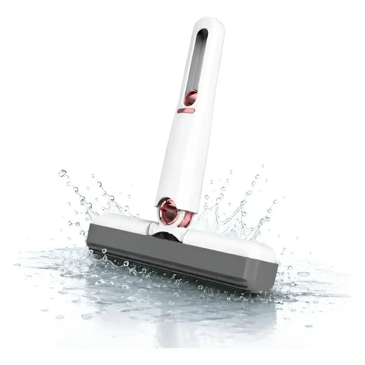Mini Mop Pro Decoricasa branco com esponja cinza absorvente e detalhes em rose gold, ideal para limpeza rápida.