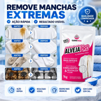 Decoricasa OxiPro alvejante em pó sem cloro demonstrando eficácia na remoção de manchas difíceis em roupas e superfícies
