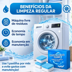 Pastilhas efervescentes Puralav Decoricasa para limpeza profunda de máquina de lavar, removendo mofo e resíduos.