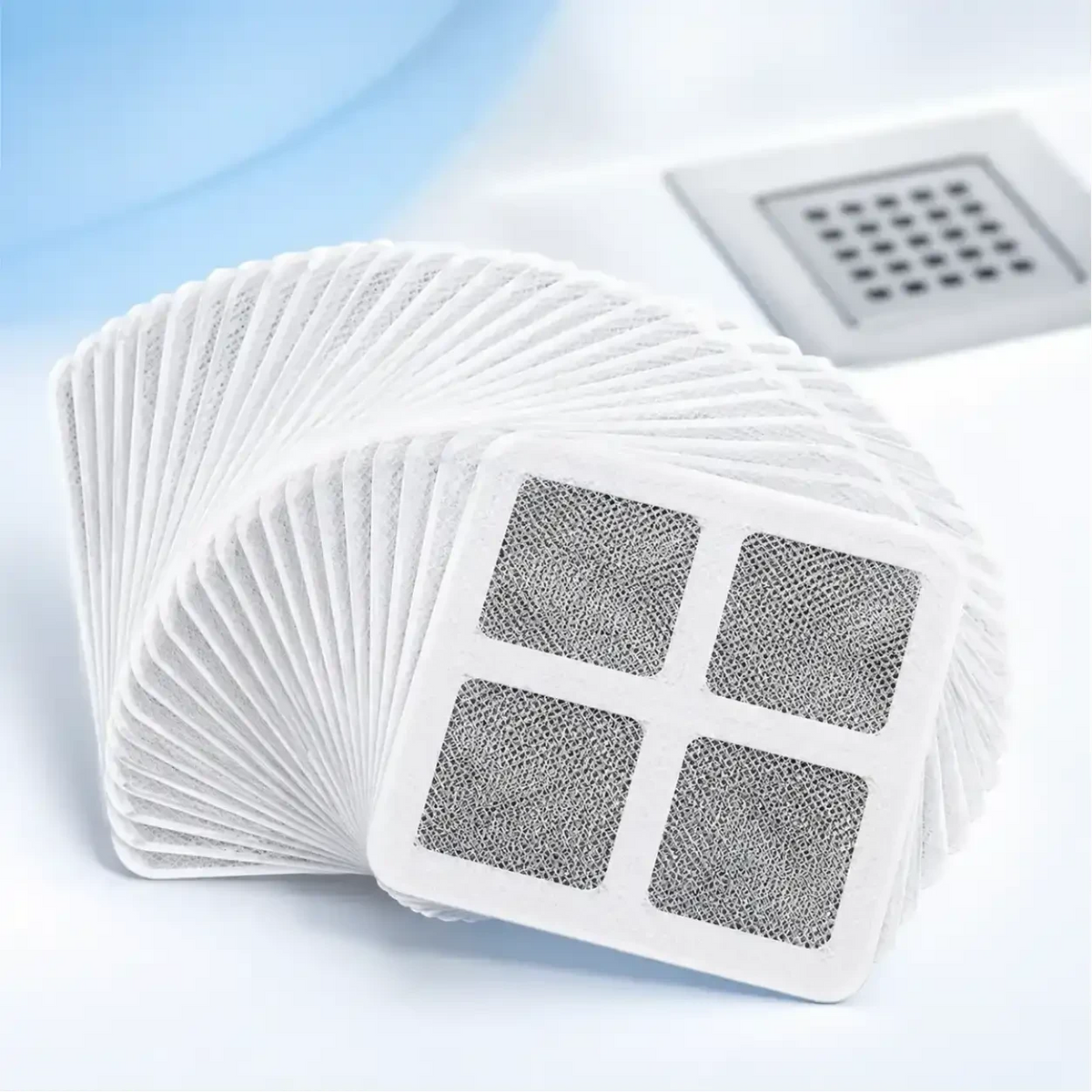 Kit de protetores de ralo adesivos Decoricasa com tela de microfibra branca para bloquear insetos e mau cheiro.