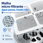 Protetor de ralo adesivo Decoricasa com malha microfiltrante bloqueando insetos e permitindo a passagem de água
