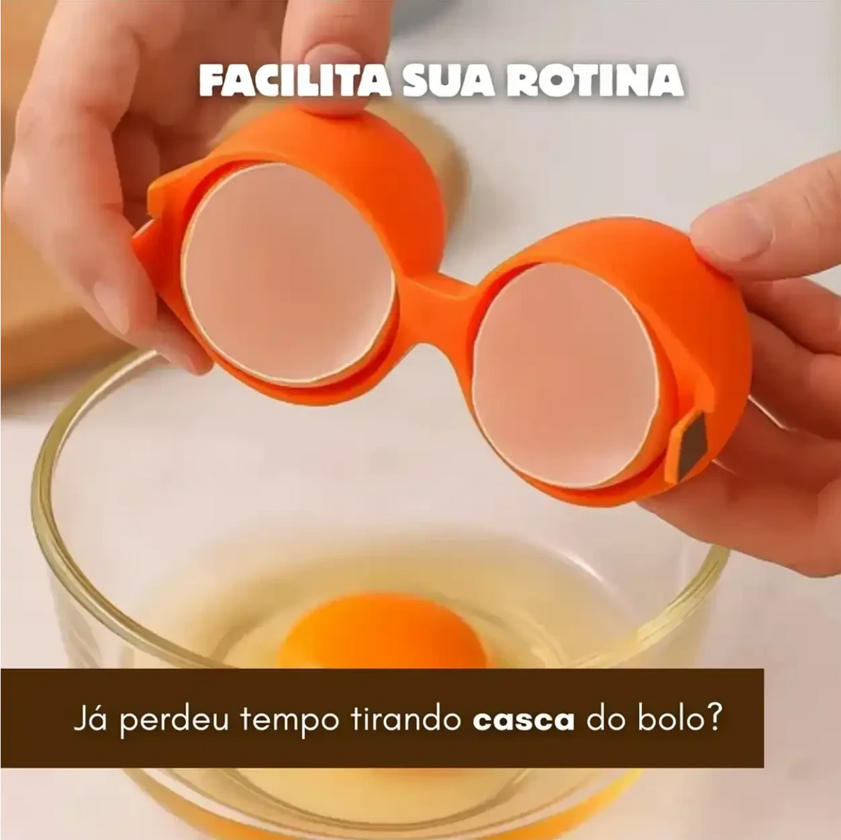 Quebrador de ovos Decoricasa laranja de plástico para abrir ovos crus e cozidos sem deixar cascas na tigela