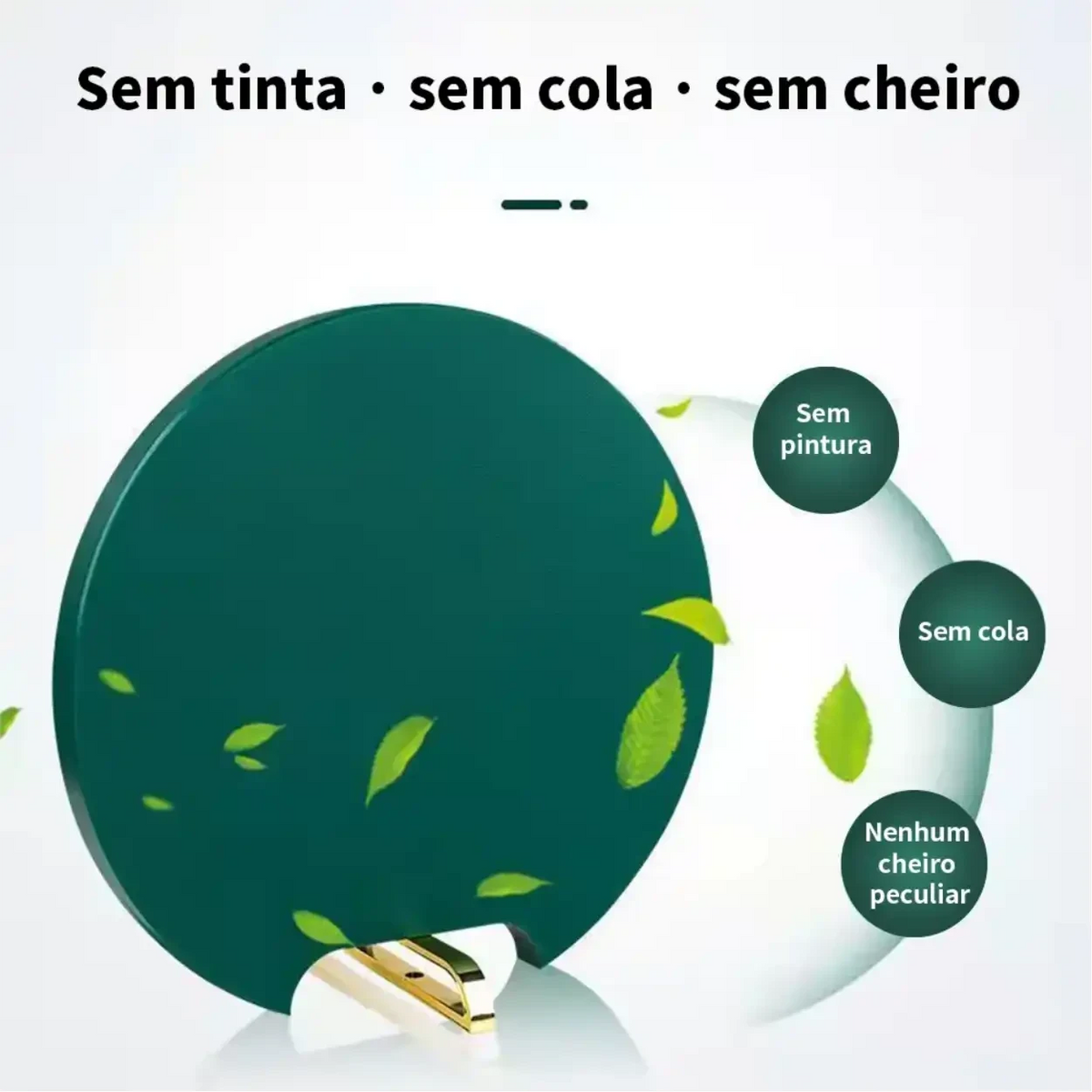 Tábua de corte redonda verde Decoricasa com suporte em pé, design higiênico sem tinta, cola ou odores.