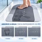 Tapete de banheiro Decoricasa cinza antiderrapante com absorção rápida de água e estampa Home