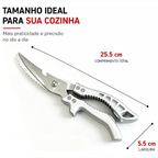 Tesoura de cozinha profissional Chef Master Pro da Decoricasa em aço inox com medidas de 25,5 cm de comprimento