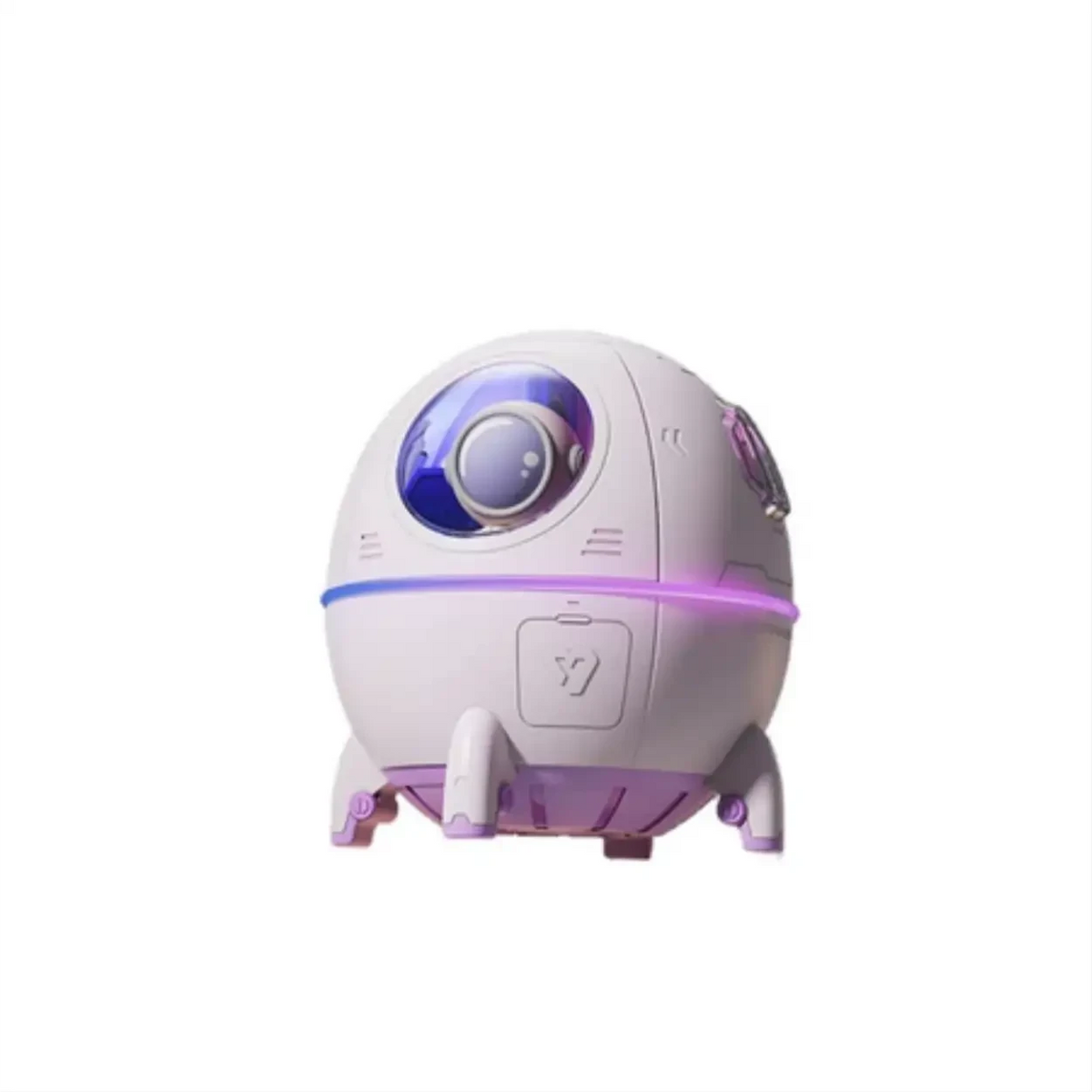 Umidificador de ar Decoricasa formato astronauta branco com luz LED colorida e design de cápsula espacial