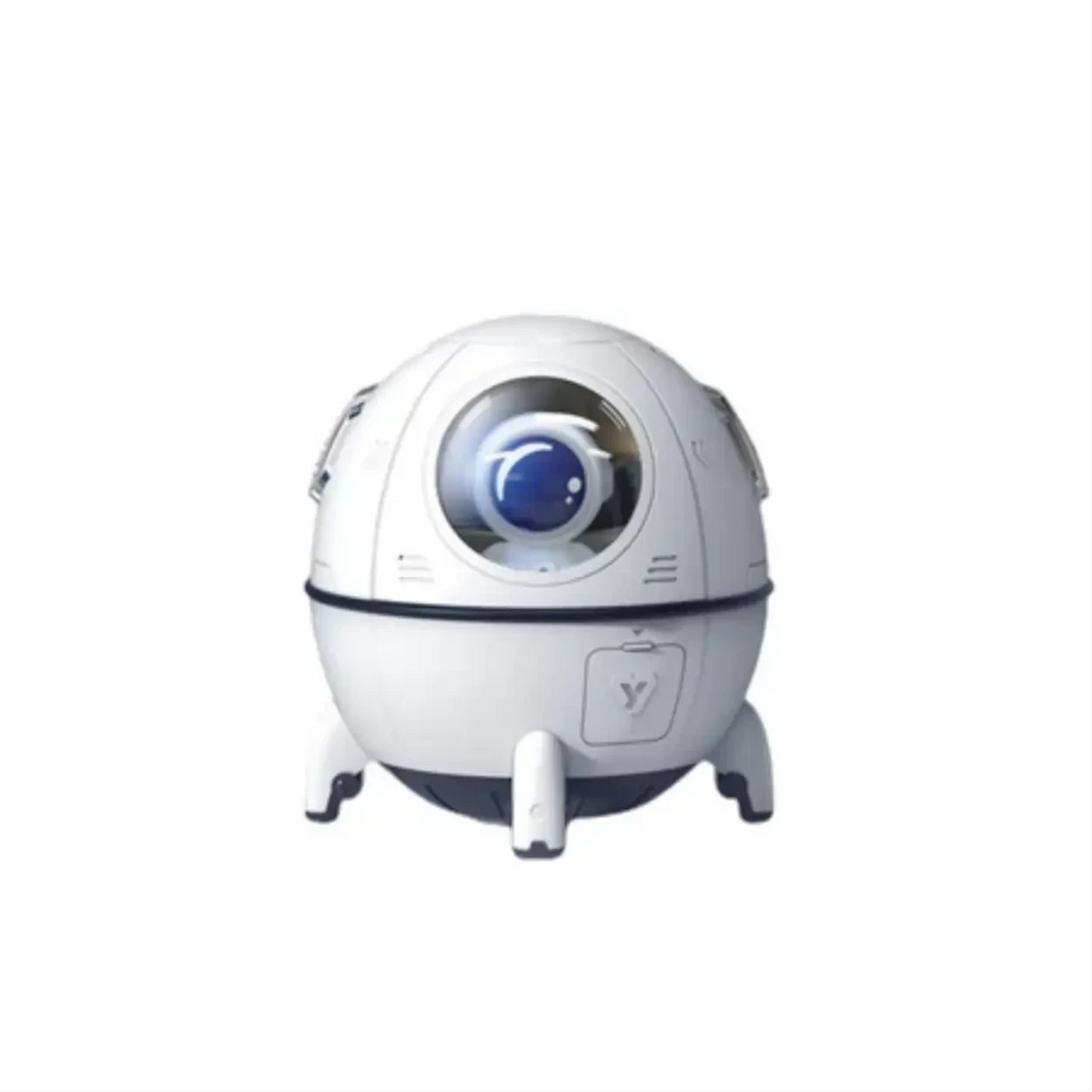 Umidificador de ar Decoricasa em formato de cápsula espacial com astronauta, luz LED e design branco e azul
