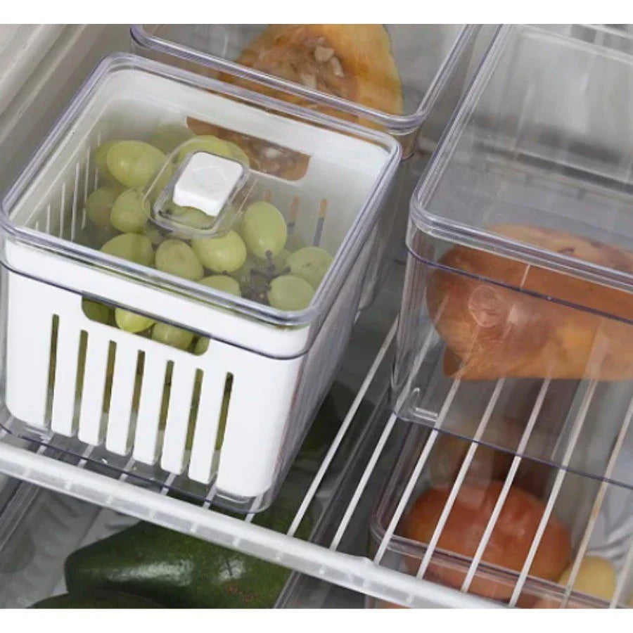 Organizador de Geladeira com Cesto e Controle de Ventilação