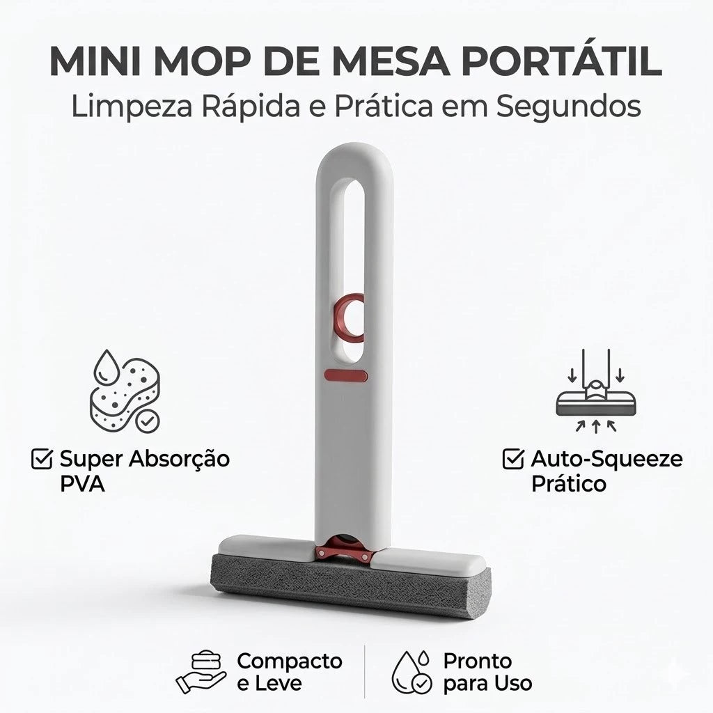 Mini Mop Pro - Limpeza Portátil para Mesa Cozinha Banheiro Vidros